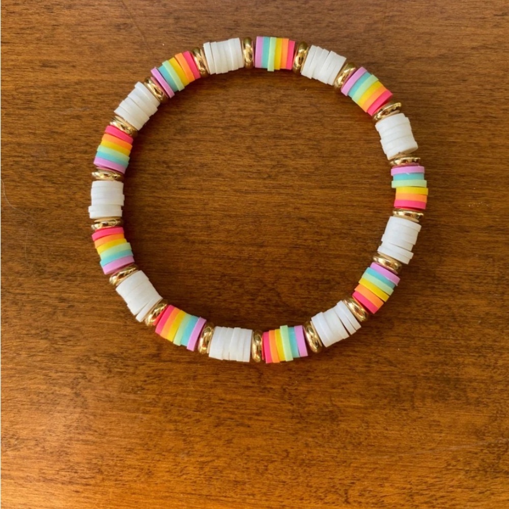 1 Homemade Rainbow Clay bead Braclet | stretchy string